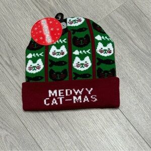 Christmas Cat-Mas Beanie - Green and Red